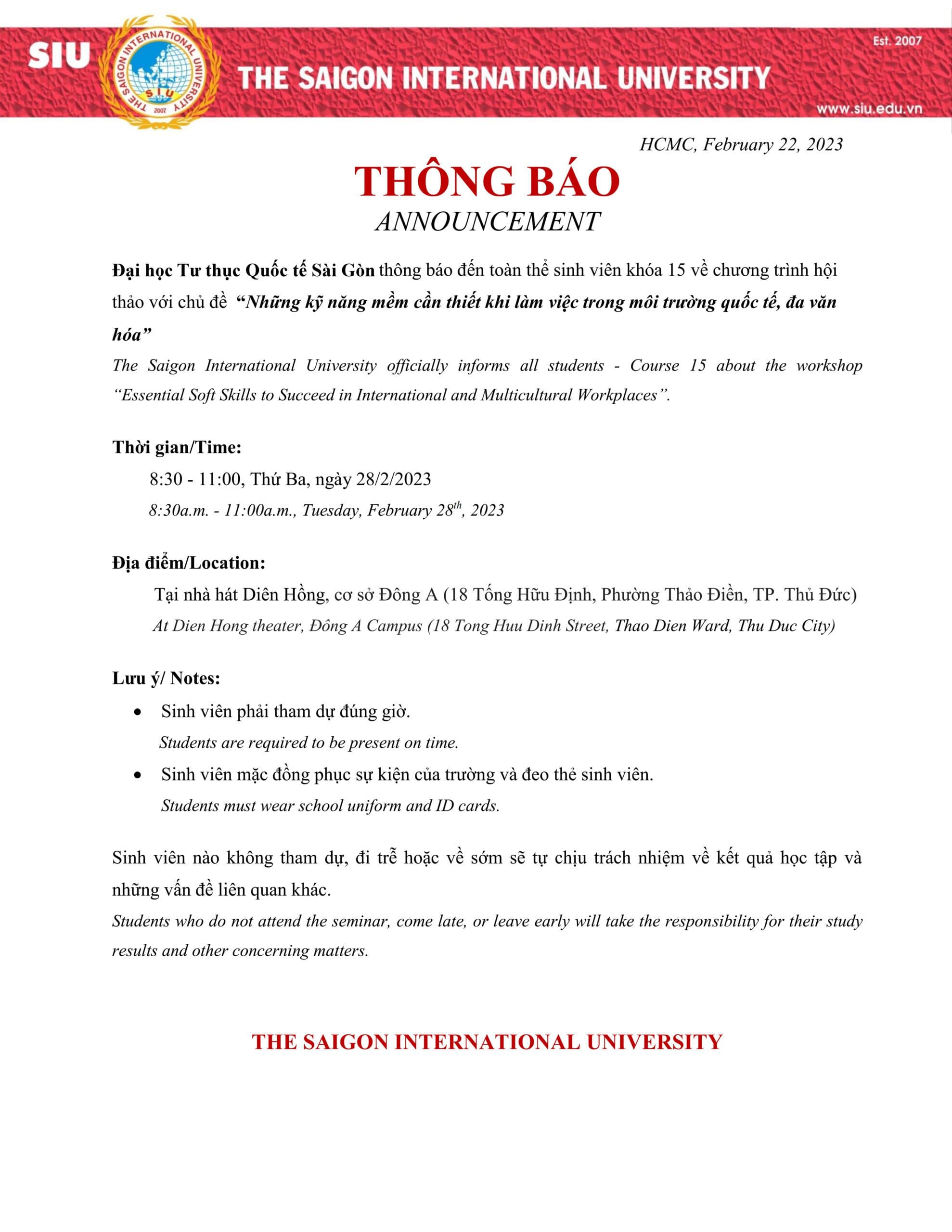 Hội thảo với chủ đề “Những kỹ năng mềm cần thiết khi làm việc trong môi trường quốc tế, đa văn hóa”